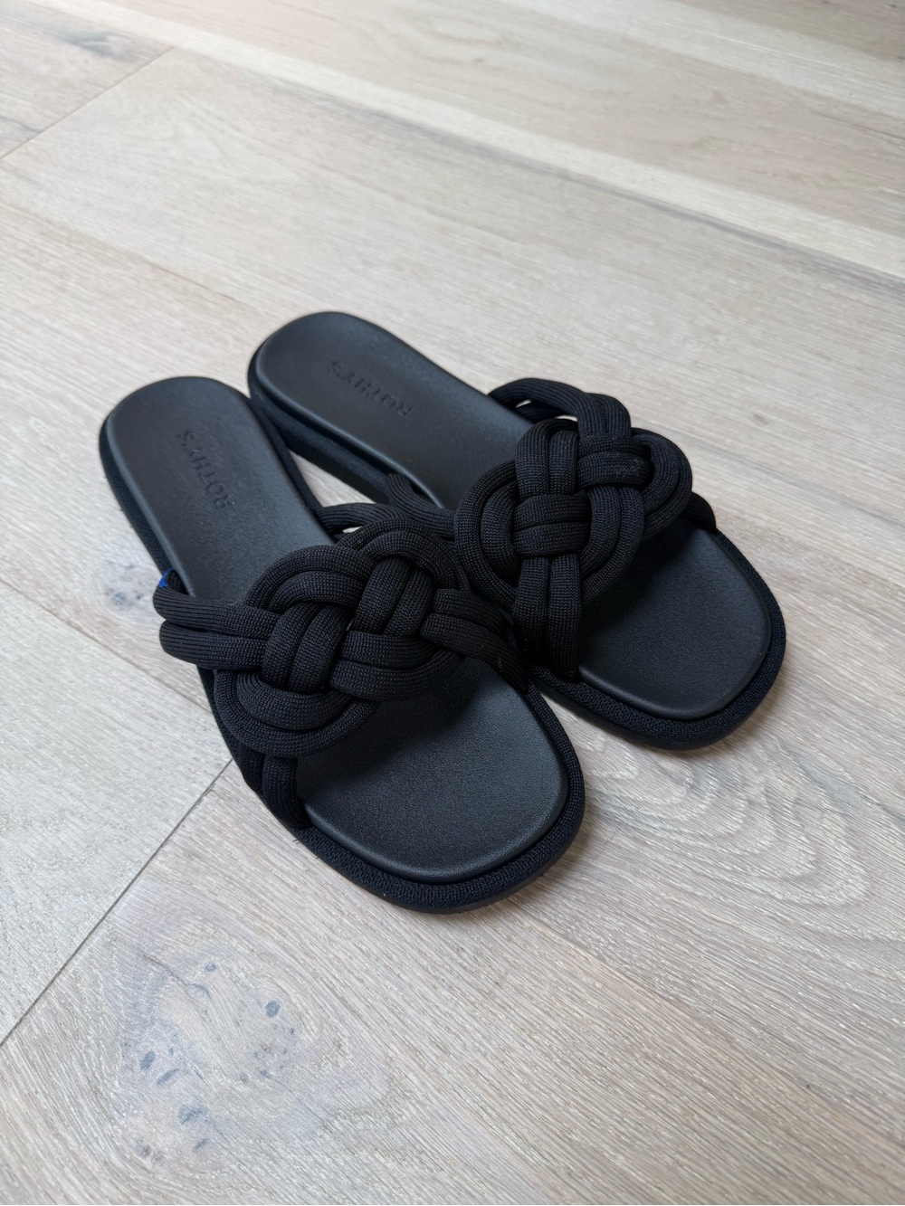 Rothy’s The Summer Sandal Black Knotted Size 10